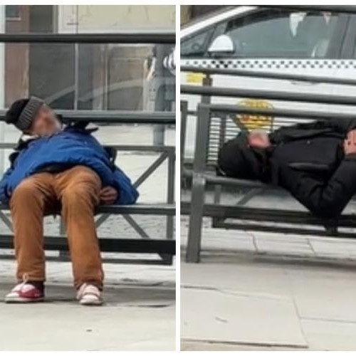 Doi bărbați dormind la stația de autobuz din Cluj-Napoca creează probleme localnicilor