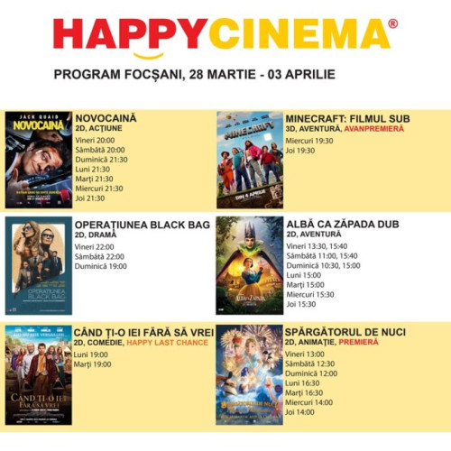 Happy Cinema Focșani oferă cele mai noi filme