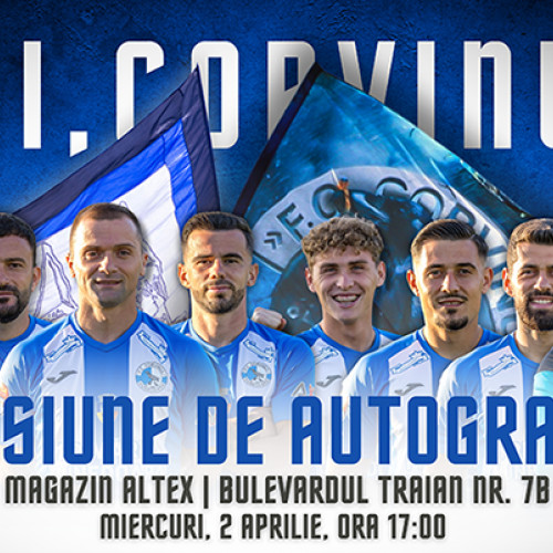 Autografe cu jucătorii de la Corvinul Hunedoara