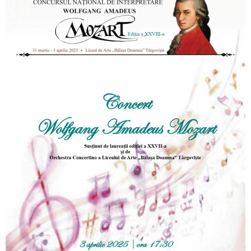 Debutează a XXVIII-a ediție a Concursului Național de Interpretare „Wolfgang Amadeus Mozart”