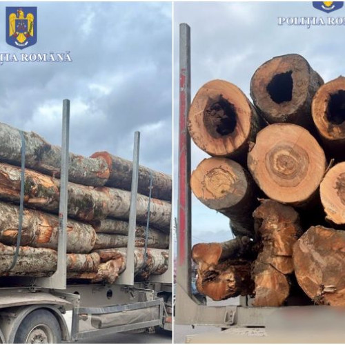 Moinesti: Autoutilitara cu material lemnos oprită de poliție