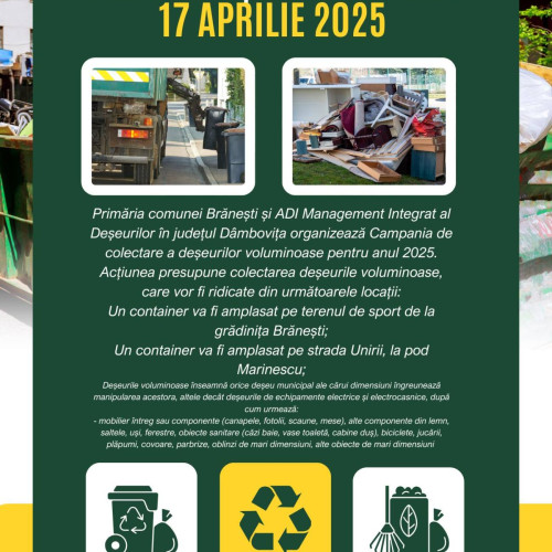 Campania de colectare a deșeurilor voluminoase la Brănești