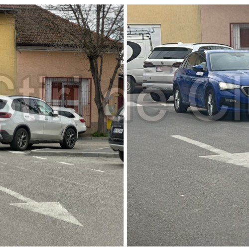 Tupeu de BMW: Parcat pe trecerea de pietoni, copiii se strecoară pe lângă el