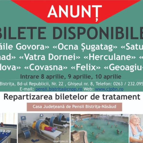 Bilete disponibile pentru diverse stațiuni termale