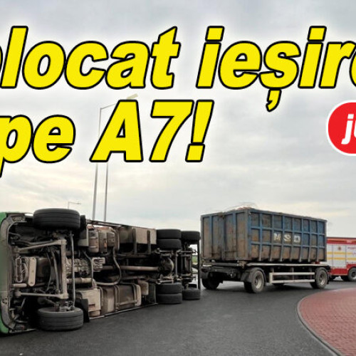 Camion răsturnat la Scurtești, trafic întrerupt
