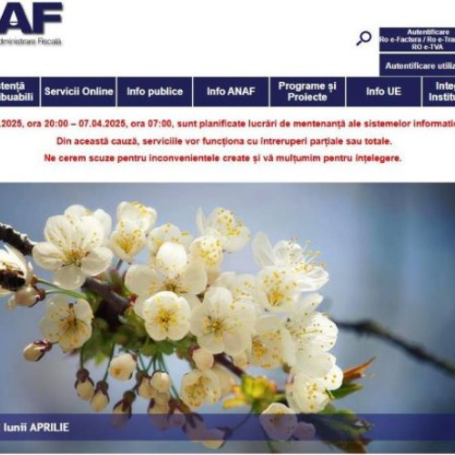 ANAF anunță lucrări de mentenanță în weekend