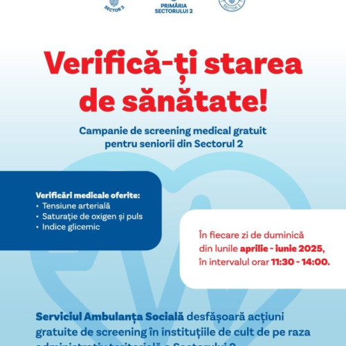 Primăria Sectorului 2 lansează campania de screening medical gratuit pentru vârstnici