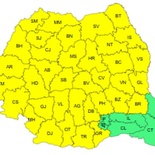 Coduri galbene de vreme rea pentru județul Botoșani