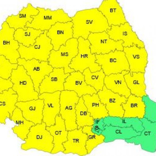 Cod galben de viscol în mai multe județe din România