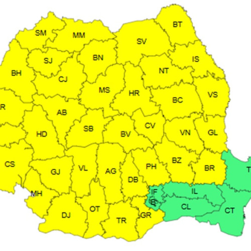 Cod galben de fenomene severe în România