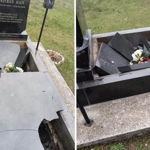 Mormânt vandalizat în cimitirul din Aghiresu Fabricii