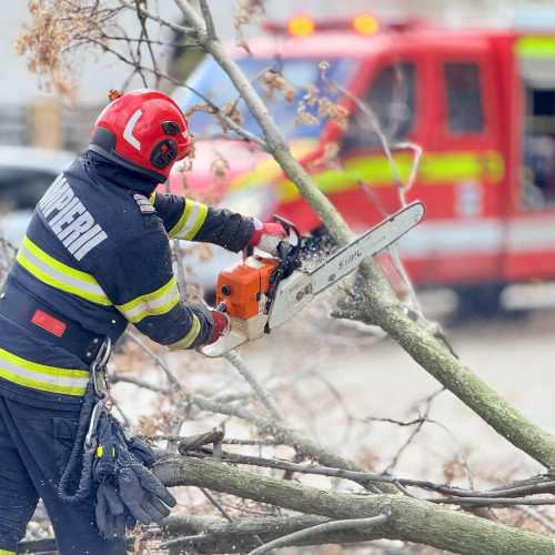Cod galben de vânt și ninsori, intervenții rapide ale pompierilor la Botoșani