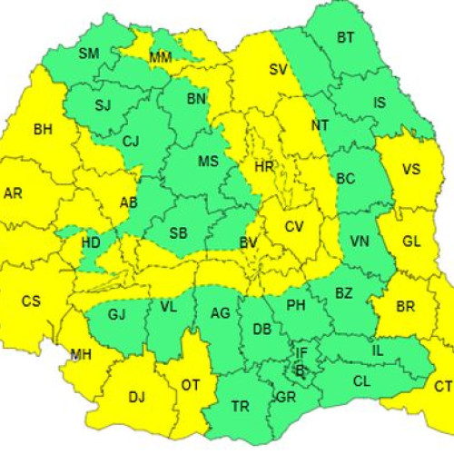 Cod galben de vânt și ninsori în mai multe regiuni ale țării
