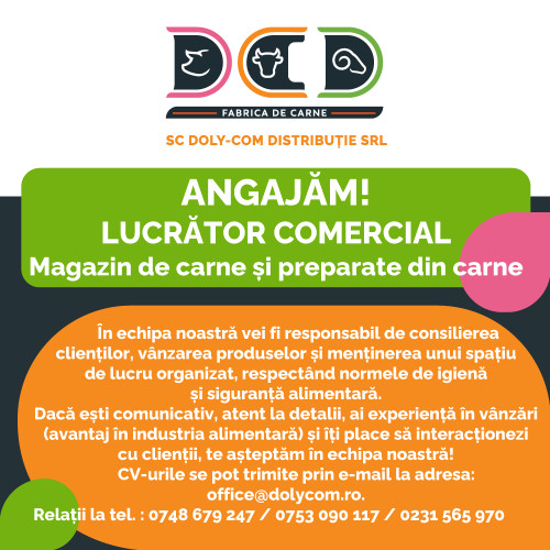 Doly Com Distributie Botosani caută lucrător comercial