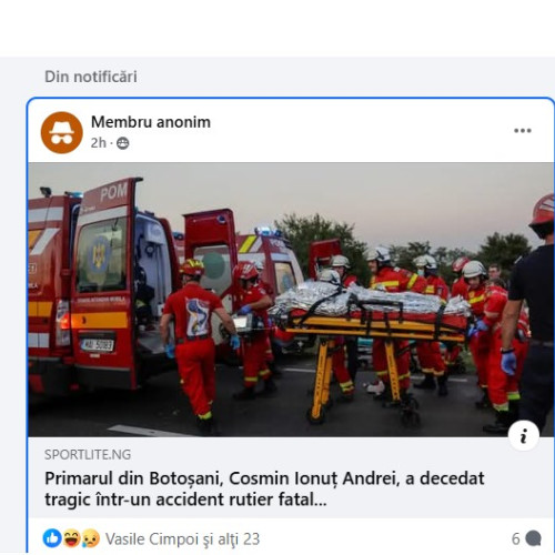 Stire falsă despre moartea primarului Cosmin Andrei