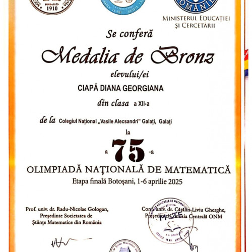 Elevii din Galați strălucesc la Olimpiada Națională de Matematică