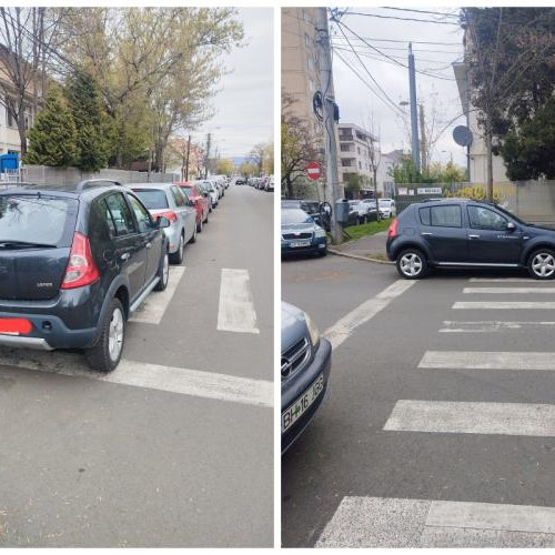 Mașină parcată ilegal pe trecerea de pietoni în Cluj-Napoca