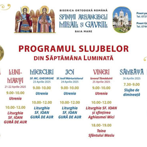 Slujbe speciale de Paști la Biserica Ortodoxă din Baia Mare