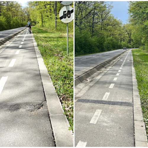 Autoritățile remediează defectele de pe pista de biciclete Sibiu - Rășinari