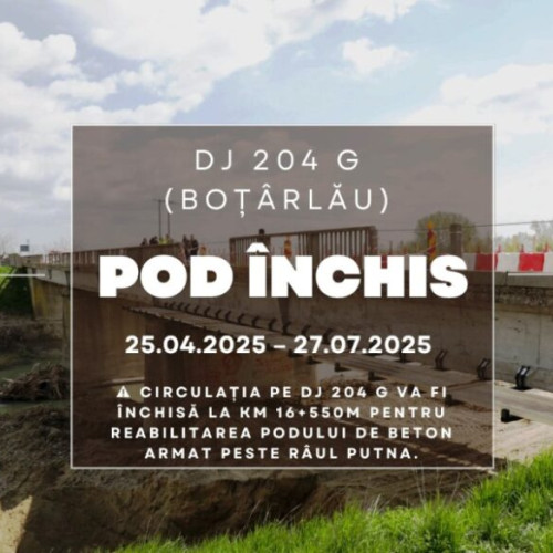 Traficul pe DJ 204 G va fi închis pentru lucrări de reabilitare