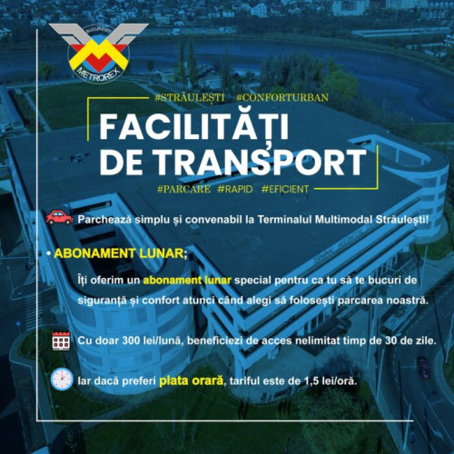 Metrorex oferă soluții de parcare la Terminalul Multimodal Străulești