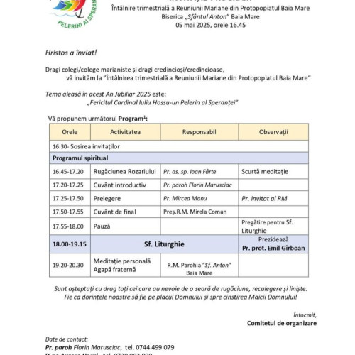 Întâlnire spirituală la Biserica "Sfantul Anton" din Baia Mare