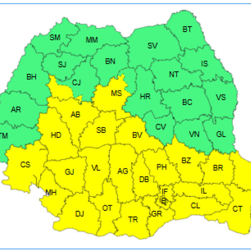 Peste jumătate din țară sub cod galben de furtuni