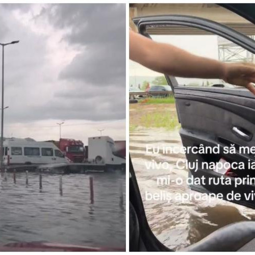 Ploaie torențială transformă parcarea VIVO într-un lac