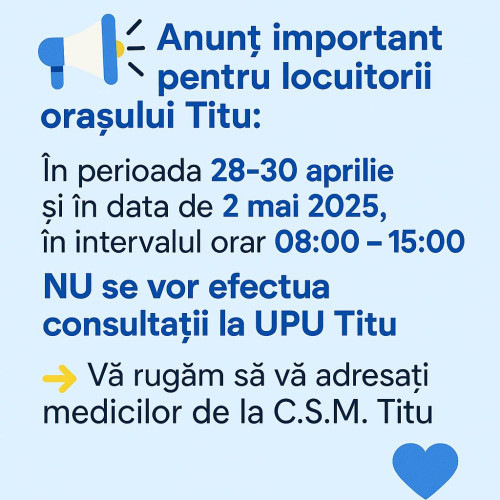 Schimbări importante la Unitatea de Primiri Urgente din Titu