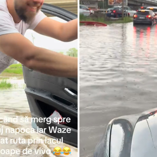 Ploaia de sâmbătă transformă parcarea Vivo Cluj în lac