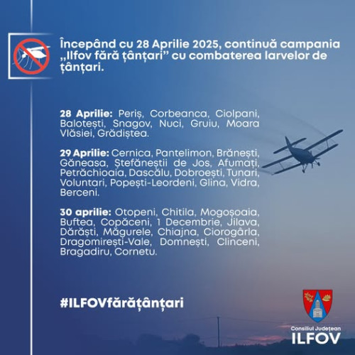 Combaterea larvelor de țânțari în Ilfov începe pe 28 aprilie