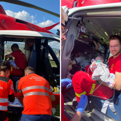 Bebelusi in stare critica, transportati de urgenta la Cluj