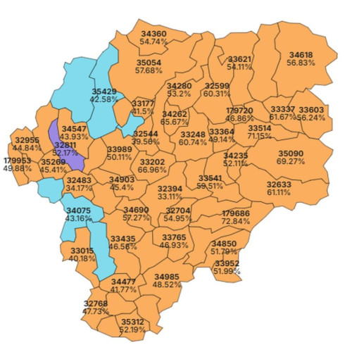 Rezultate ale votului la alegerile din Bistrița