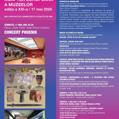 Noaptea Europeană a Muzeelor 2025 se desfășoară la Arad