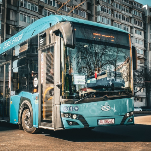 Marcaje orizontale pentru stația de încărcare a autobuzelor electrice în Galați