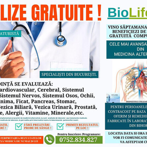 Investigatii medicale gratuite la Vulcan pentru prevenirea problemelor de sanatate