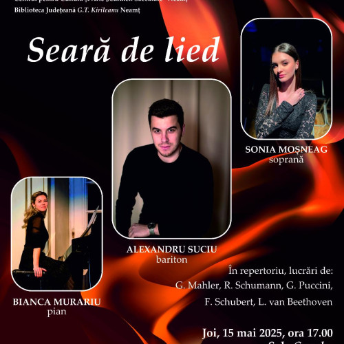 Seară de lied cu Sonia Mosneag și Alexandru Suciu în Piatra-Neamț