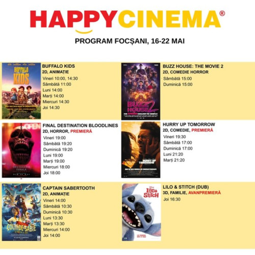 Happy Cinema Focșani vă invită la cele mai noi filme
