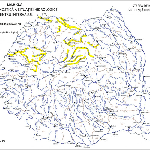 Cod galben de inundații în mai multe bazine hidrografice