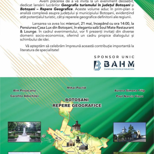 Botoșaniul, gazda lansării a două volume despre geografia și turismul regiunii