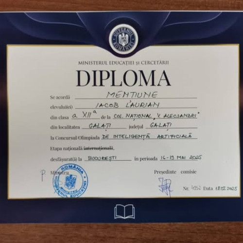 Olimpiada Națională de Inteligență Artificială a adus premii la Galați