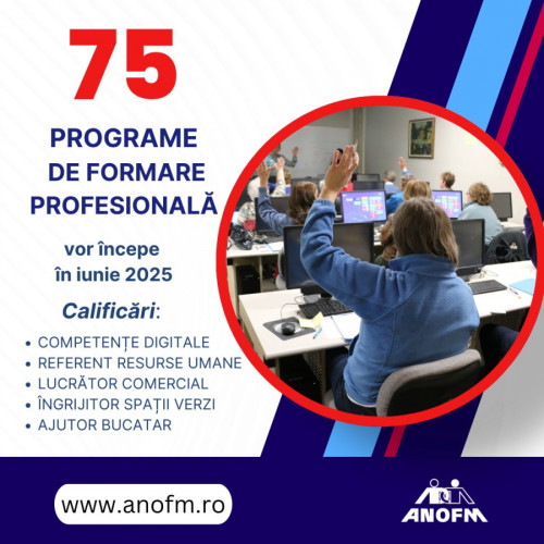 Programe de formare profesională gratuite în iunie 2025