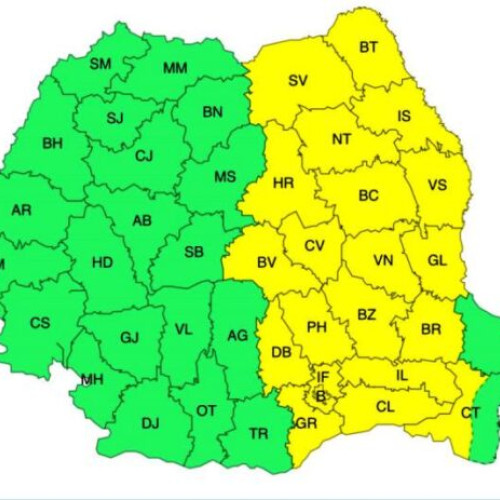 Avertizări meteorologice: Cod galben de instabilitate atmosferică în jumătatea estică a țării