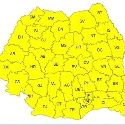 Cod galben de vreme severă în România