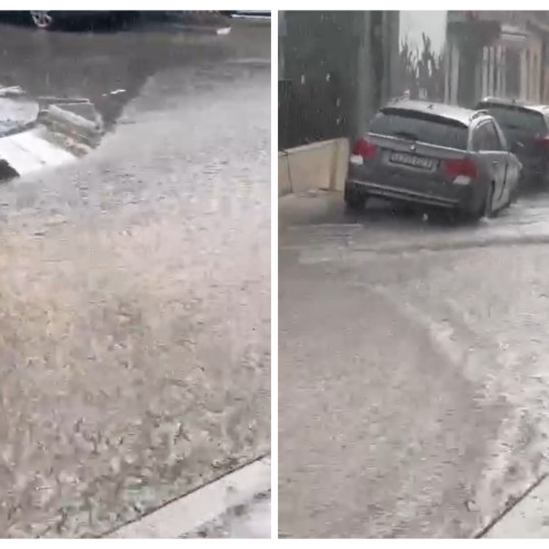 Ploaia transformă strada Piezisa din Cluj-Napoca într-un torent