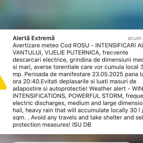 Avertizări meteo extreme pentru comunele din Dâmbovița