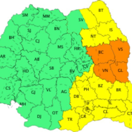 Cod portocaliu de vreme severă în județul Bacău