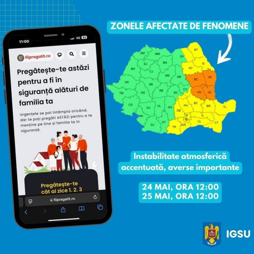 Atenționare meteo: instabilitate atmosferică în mai multe regiuni