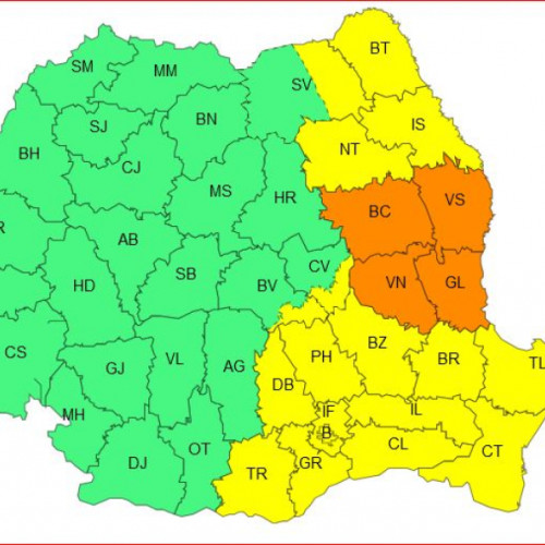 Cod portocaliu de vreme severă pentru județe din România