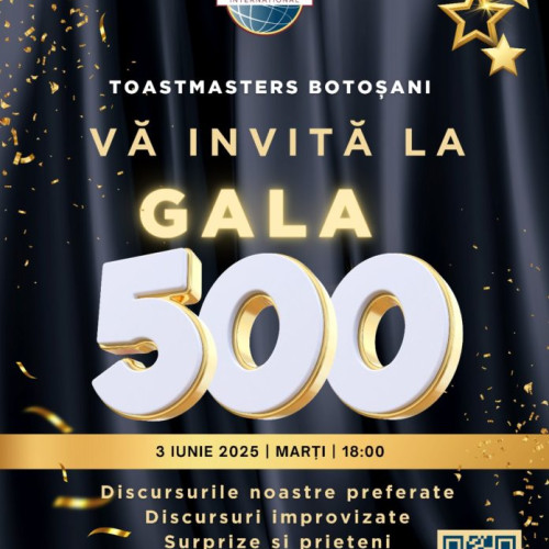 Clubul Toastmasters Botoșani anunță Gala 500